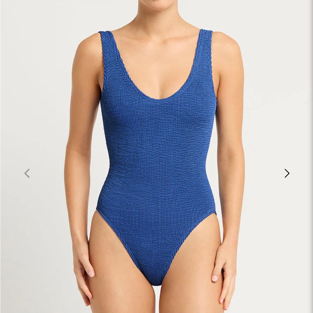 Bond-eye Mara One Piece Swimsuit blue periwinkle ribbed with pattern NWOT